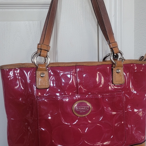 Coach Pink Patent Leather Tote Bag - Picture 3 of 12